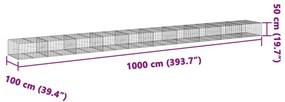 Συρματοκιβώτιο με Κάλυμμα 1000x100x50εκ από Γαλβανισμένο Χάλυβα - Ασήμι