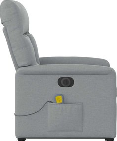 vidaXL Πολυθρόνα Μασάζ Ηλεκ. Ανακλινόμενη Ανύψωση Αν. Γκρι Υφασμάτινη