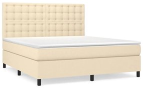 Κρεβάτι Boxspring με Στρώμα Κρεμ 160x200 εκ. Υφασμάτινο - Κρεμ