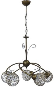 Φωτιστικό Οροφής Chris 5/L Bronze 01-0265 Heronia Crystal, Metal