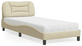 vidaXL Κρεβάτι με Στρώμα Κρεμ 80 x 200 εκ. Υφασμάτινο