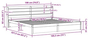 ΠΛΑΙΣΙΟ ΚΡΕΒΑΤΙΟΥ ΜΕ ΚΕΦΑΛΑΡΙ 180X200 ΕΚ. ΑΠΟ ΜΑΣΙΦ ΞΥΛΟ ΠΕΥΚΟΥ 3306742