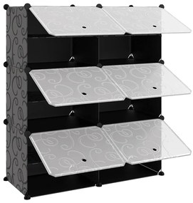 vidaXL Παπουτσοθήκη Μαύρη 84,5 x 31 x 93,5 εκ. από Πολυπροπυλένιο