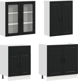 vidaXL Μονάδα κουζίνας LUCCA 8 pcs Μαύρο Επεξεργασμένο Ξύλο