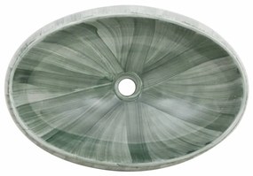 vidaXL Νιπτήρας Οβάλ Πράσινος 59 x 40 x 15 εκ. Κεραμικός