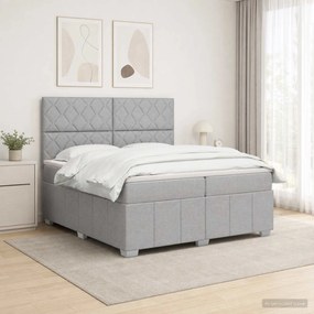 vidaXL Κρεβάτι box spring με στρώμα Ανοιχτό γκρι 200 x 200 cm Ύφασμα