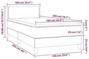 Κρεβάτι Boxspring με Στρώμα Σκούρο Γκρι 100x200 εκ. Υφασμάτινο - Γκρι