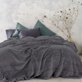 Κουβέρτα Βελουτέ Μονή (160x220) Nima Bed Linen Coperta D.Grey