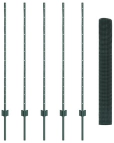 vidaXL Φράχτης  με 5 πόλους Πράσινος 1.2x10 μ Ατσάλι