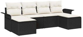 vidaXL Σετ Καναπέ Κήπου με μαξιλάρι 6 pcs Μαύρο Πολυ ράταν