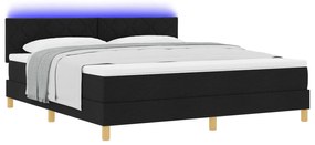 vidaXL Κρεβάτι Box Spring με Στρώμα & Φως LED Μαύρο 180x200 εκ Ύφασμα