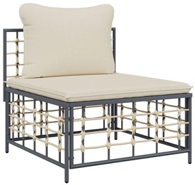 vidaXL Σαλόνι Κήπου Σετ 7 Τεμαχίων Ανθρακί Συνθετικό Ρατάν &amp; Μαξιλάρια