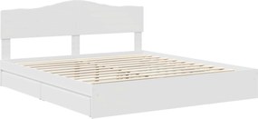 vidaXL Κρεβάτι Αποθήκης Λευκό 200 x 200 cm Επεξεργασμένο ξύλο