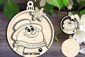 Σετ των 2 Intra απο ξύλο plywood 3mm-4mm πάχος – Στολίδι χιονάνθρωπος 3 στρώσεων Δίασταση 20x20 cm INTRAFABR-110015154