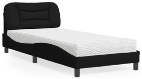 Κρεβάτι με Στρώμα Μαύρο 80 x 200 εκ. Υφασμάτινο - Μαύρο