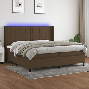 ΚΡΕΒΑΤΙ BOXSPRING ΜΕ ΣΤΡΩΜΑ &amp; LED ΣΚ.ΚΑΦΕ 200X200ΕΚ. ΥΦΑΣΜΑΤΙΝΟ 3138504