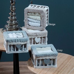 Λαβέτες Σετ 4τμχ Σε Ξύλινο Κουτί Box 1006 Grey Teoran Σετ Πετσέτες 100% Βαμβάκι