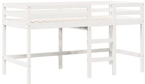vidaXL Κρεβάτι Υπερυψωμένο με Οροφή Λευκό 90x190 εκ. Μασίφ Ξύλο Πεύκου