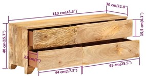 Έπιπλο Τηλεόρασης 110 x 30 x 40 εκ. από Μασίφ Ξύλο Μάνγκο - Καφέ