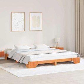 vidaXL Ράφια κρεβατιού κερωμένο καφέ 200 x 200 cm από μασίφ ξύλο πεύκου