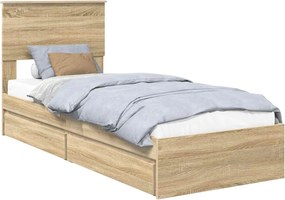 vidaXL Κρεβάτι Αποθήκης Δρύς Sonoma 75 x 190 cm Επεξεργασμένο ξύλο