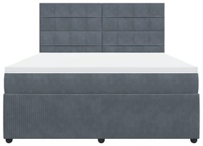 vidaXL Κρεβάτι Boxspring με Στρώμα Σκούρο Γκρι 180x200 εκ. Βελούδινο