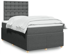 vidaXL Κρεβάτι Boxspring με Στρώμα Σκούρο Γκρι 120x200 εκ. Υφασμάτινο