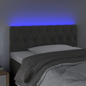 Κεφαλάρι Κρεβατιού LED Σκούρο Γκρι 90x7x78/88 εκ. Βελούδινο - Γκρι