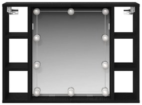 vidaXL Καθρέφτης Ντουλάπι LED - Μαύρη Δρυς - 76x15x55 εκ. - Κατασκευασμένο από Επεξεργασμένο Ξύλο