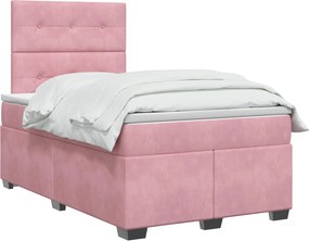 vidaXL Κρεβάτι box spring με στρώμα Ροζ 120 x 200 cm Βελούδο