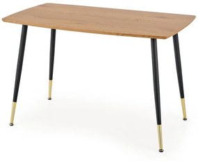 Τραπέζι Houston 742, Χρυσή βελανιδία, Μαύρο, 76x70x120cm, 17 kg, Ινοσανίδες μέσης πυκνότητας, Μέταλλο | Epipla1.gr