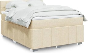 vidaXL Κρεβάτι Boxspring με Στρώμα Κρεμ 140x200 εκ. Υφασμάτινο