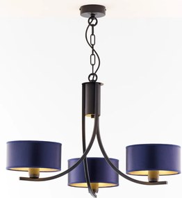 Κρεμαστό Πολύφωτο Arthur Φ65cm Μαύρο με Μπλε Ύφασμα