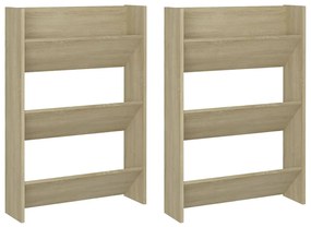 vidaXL Παπουτσοθήκες Τοίχου 2 τεμ. Sonoma Δρυς 60x18x90εκ. Μοριοσανίδα