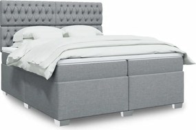 vidaXL Κρεβάτι Boxspring με Στρώμα Ανοιχτό Γκρι 200x200 εκ. Υφασμάτινο