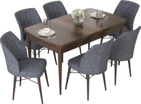 Extendable Dining Table &amp; Chairs Set (7 Pieces) Nef - Baroque, Fume Baroque
Fume
