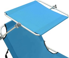 vidaXL Ξαπλώστρα Πτυσσόμενη Μπλε Αλουμινίου με Σκίαστρο