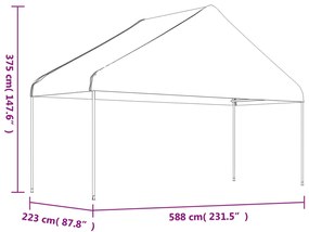 vidaXL Κιόσκι με Τέντα Λευκό 15,61 x 5,88 x 3,75 μ. από Πολυαιθυλένιο