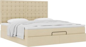 vidaXL Οθωμανικό κρεβάτι με στρώμα Cream 180x200cm ύφασμα