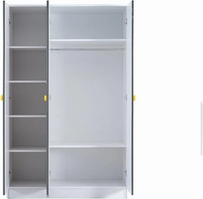 Stewehome Τρίφυλλη Ντουλάπα Ρούχων Γκρι 120x53x192 cm
