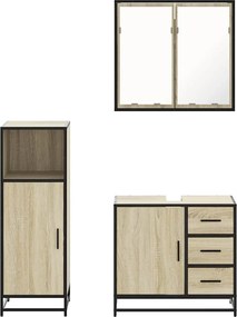 vidaXL Σετ Επίπλων Μπάνιου 3 Τεμαχίων Sonoma Δρυς Επεξεργασμένο Ξύλο