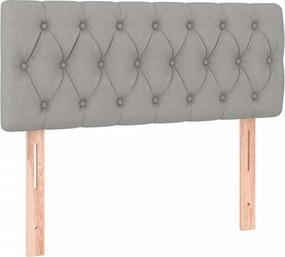 vidaXL Κρεβάτι Boxspring με Στρώμα &amp; LED Αν.Γκρι 90x200 εκ. Υφασμάτινο
