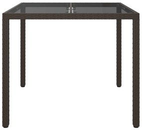 vidaXL Τραπέζι Τραπεζαρίας Κήπου Καφέ 90x90x75 εκ Πολυ Ράταν