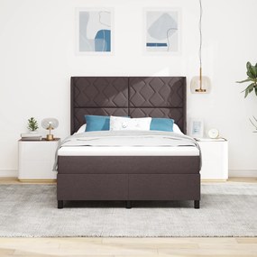 vidaXL Κρεβάτι με ελατήριο και στρώμα Καφέ 160x200 εκ. Ύφασμα