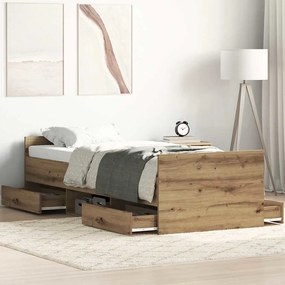 vidaXL Σκελετός Κρεβατιού artisan δρυς 75 x 190 cm Επεξεργασμένο ξύλο