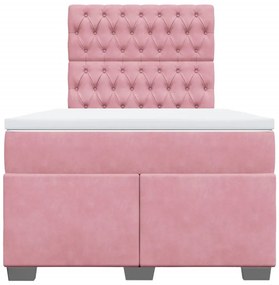 vidaXL Κρεβάτι Boxspring με Στρώμα Ροζ 120x190 εκ. Βελούδινο