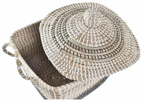 Διακοσμητικό Καλάθι DKD Home Decor Γκρι Φυσικό Boho 45 x 35 x 43 cm