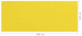 vidaXL Διαχωριστικό Βεράντας Κίτρινο 120 x 300 εκ. από HDPE
