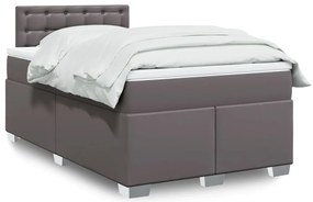vidaXL Κρεβάτι Boxspring με Στρώμα Γκρι 120x200εκ. από Συνθετικό Δέρμα