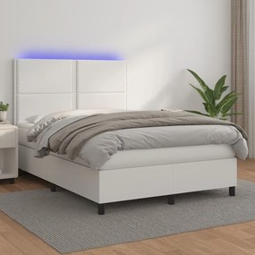 ΚΡΕΒΑΤΙ BOXSPRING ΜΕ ΣΤΡΩΜΑ &amp; LED ΛΕΥΚΟ 140X200 ΕΚ. ΣΥΝΘ. ΔΕΡΜΑ 3135886